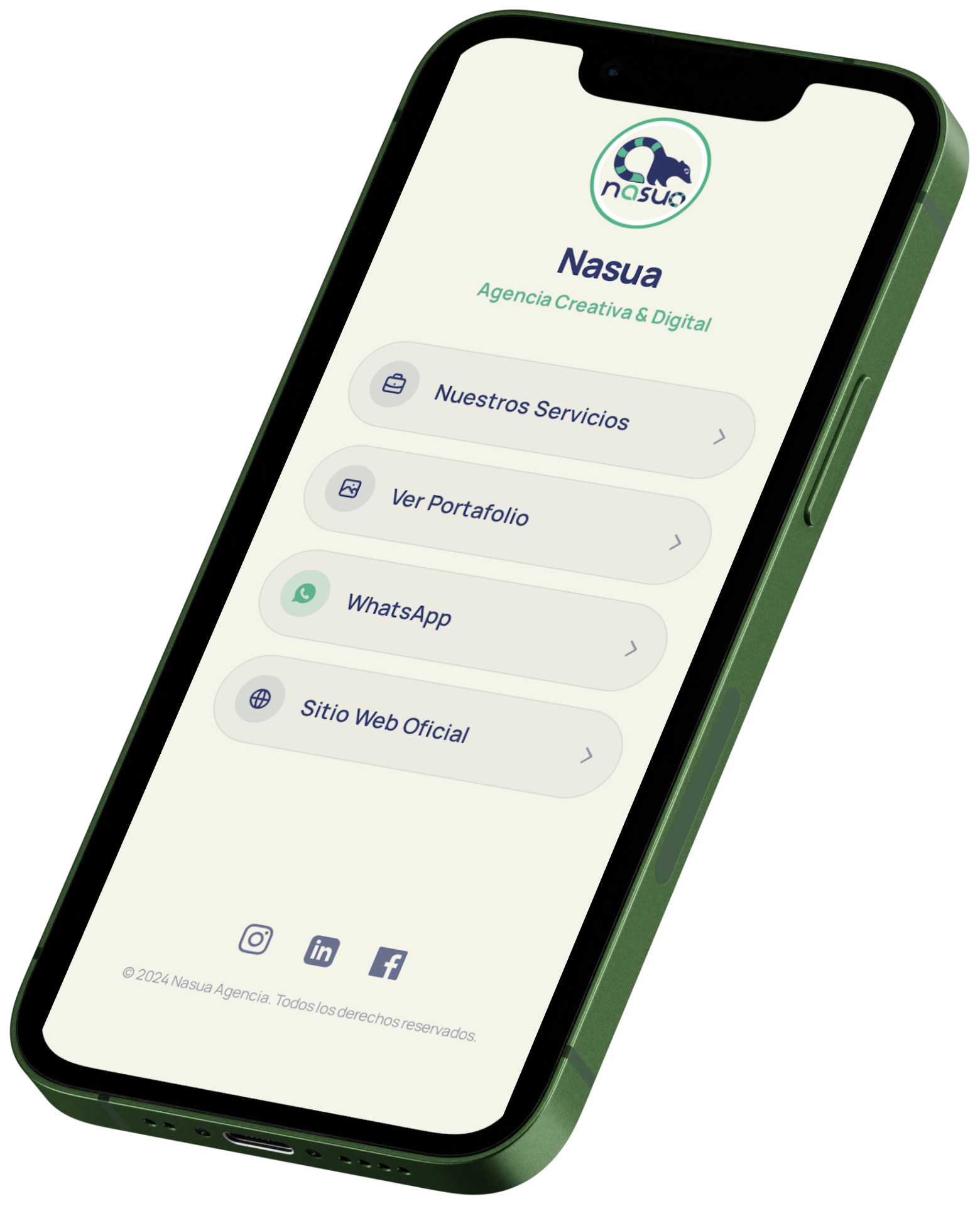 Mockup de un sitio web profesional en un dispositivo móvil